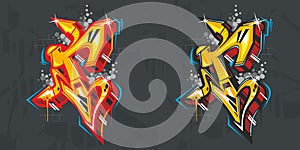 Abstract Letter R Graffiti Lettering With A Dark Grey Background