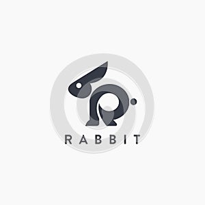 Abstract Letter R for Rabbit logo icon vector template