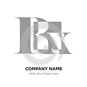 Abstract letter Rx logo design template, gray Alphabet initial l