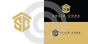 Abstract letter S, C, SC, and CS initial logo design graphic idea creative in gold color