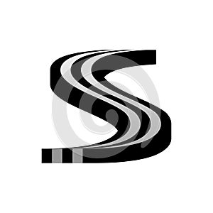 Abstract letter S Path with striped pattern, a bold and eyecatching design for logos and creative projects