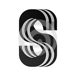 Abstract letter S Path with striped pattern, a bold and eyecatching design for logos and creative projects