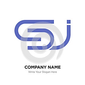 Abstract letter Sj logo design template, purple Alphabet initial