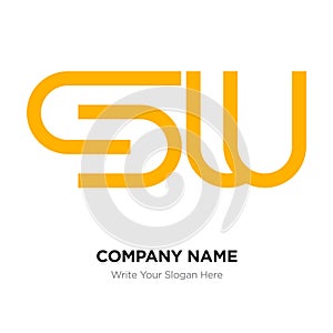 Abstract letter SW logo design template, orange/yellow Alphabet