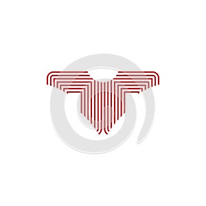 Abstract letter t stripes wings logo
