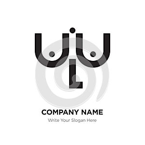Abstract letter uLu logo design template, Black Alphabet initial