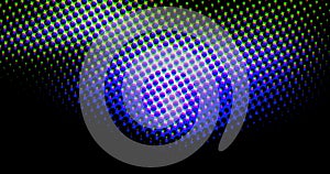 Abstract light blue dots grid halftone wave futuristic twisted pattern with circle minimalism geometry texture on black