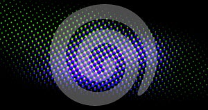 Abstract light blue dots grid halftone wave futuristic twisted pattern with circle minimalism geometry texture on black