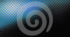 Abstract light blue dots overlay colorful pattern with circles geometry halftone texture on dark black