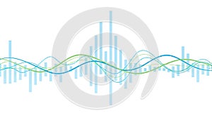 Abstract light blue and green wave graph on white chart