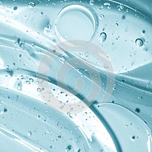 Abstract Light Blue Liquid Gel with Bubbles Texture Full Frame Close Up