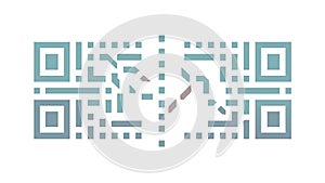 Abstract Light Blue QR Code Digital Pattern, vector design Generative AI