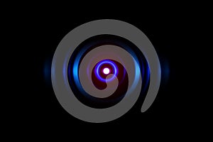 Abstract light blue spiral effect with sound waves oscillating, technology background