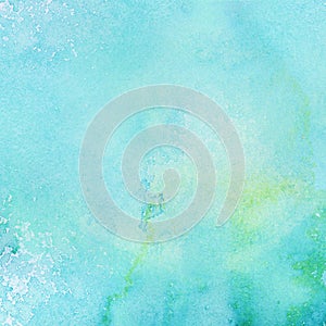 Abstract light blue watercolor background, painted on watercolor paper