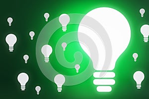 Abstract light bulb on background with bright mock up place. Idea and success concept. 3D Rendering