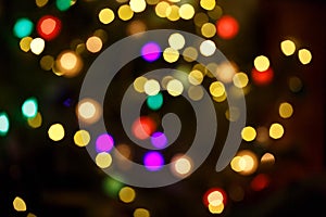 Abstract light celebration background with defocused golden lights for Christmas, New Year, Holiday