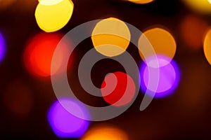 Abstract light celebration background with defocused golden lights for Christmas, New Year, Holiday