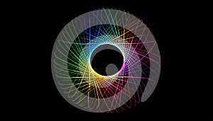 Abstract Light Diffraction Pattern on Black. Science concept. Generated Image