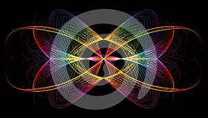 Abstract Light Diffraction Pattern on Black. Science concept. Generated Image