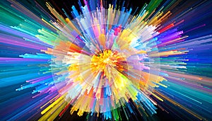 Abstract Light Diffraction Pattern on Black. Science concept. Generated Image