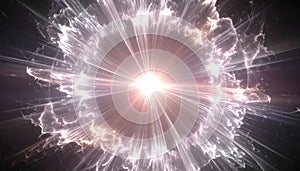 Abstract Light Explosion with White Rays of Energy in a Dark Background