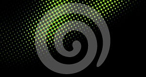 Abstract light green dots grid halftone wave futuristic twisted pattern with circle minimalism geometry texture on black