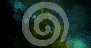 Abstract light green space galaxy painterly effect distressed stripes texture with grunge messy paint pattern on black