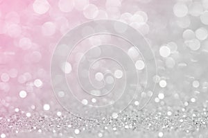 Abstract light grey ,sliver pink color de focused circular background. Night light or season greeting background.Luxury backdrop i photo