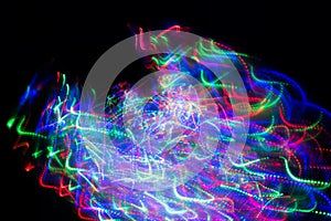 Abstract light painting pattern in dark room