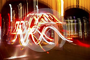 Abstract light painting from traffic movement in Pittsburgh, Pennsylvania