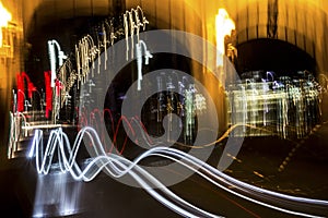 Abstract light painting from traffic movement in Pittsburgh, Pennsylvania