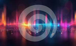 Abstract Light Patterns With Colorful Reflections in a Dark Space