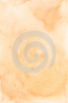 Abstract light peach watercolor background texture, hand painted. Artistic pastel orange backdrop, stains on paper. Aquarelle