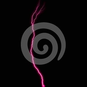 Abstract light pink lighting natural thunder realistic magic overlay bright glowing effect on black