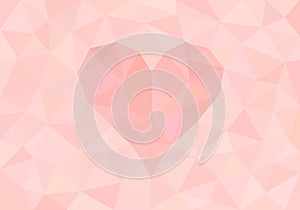 Abstract light pink polygonal background with heart shape