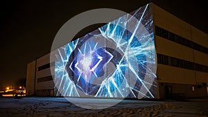 Abstract Light Projection On Building Wall