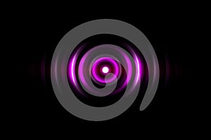 Abstract light purple circle with sound waves oscillating, technology background