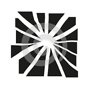 Abstract light rays. Black white graphic. Vector explosion symbol. Geometric burst design.