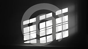 Abstract Light and Shadow Grid Pattern on Wall