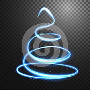 Abstract light speed motion effect, blue spiral light. Vector Illustration