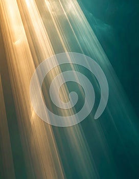 Abstract Light Streaks on Teal Background with Golden Beams and Smooth Texture