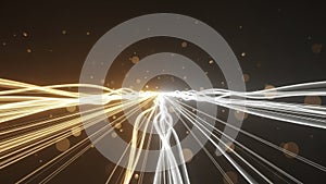 Abstract light trails on dark background representing data flow and technology