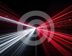 Abstract Light Trails Red White Streaks Speed Motion Blur Dark Background