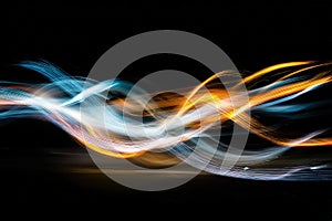 Abstract Light Trails on Black Background