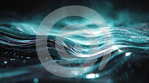 Abstract light waves flowing on digital stream background