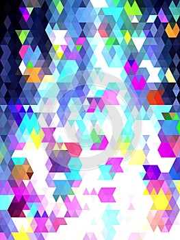 Abstract lighting of blue and white triangles background