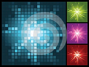 Abstract lights background with mosaic sunburst