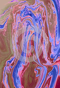 Abstract lilac marble background. Acrylic paint flows freely and creates an interesting pattern.