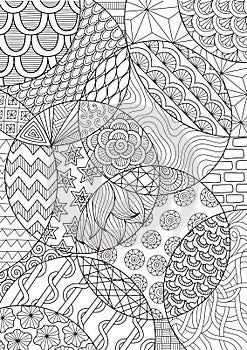 Abstract line art drawing for background and adult coloring book or coloring page. Vector illustration