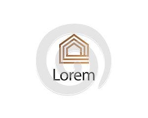 Abstract line art house icon isolated on the white background luxury minimalist logo concept. Golden gradient building home